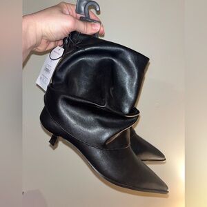 Time and Tru Black Slouchy Pointed Ankle Booties